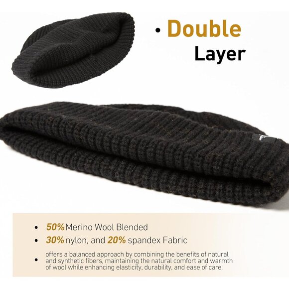 Versatile XL/XXL Merino Wool Fisherman Beanie – Lightweight Comfort for Winter - Picture 5 of 6
